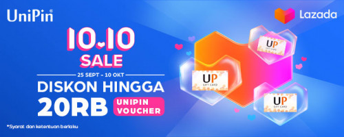 Diskon hingga 20rb UniPin Voucher di 10.10 Sale Lazada